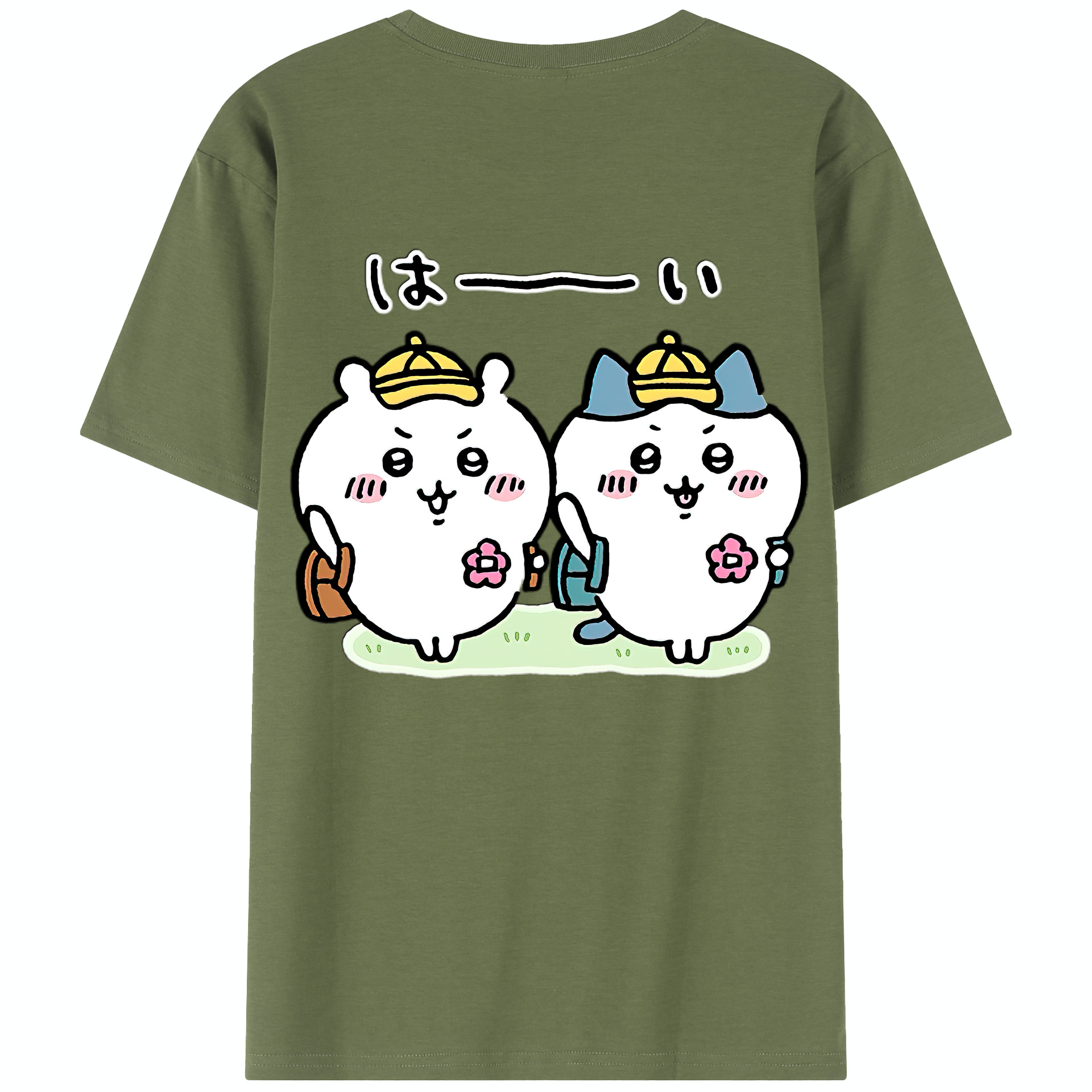 （画像用） ちいかわ ハチワレ Chii-kawa hachiware 綿100％半袖Tシャツ（背面プリント）